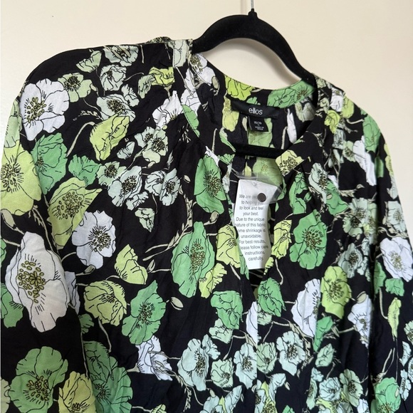 NWT Ellos Two Tier Tunic in Black with Green Print Size L (18-20) - Picture 5 of 13